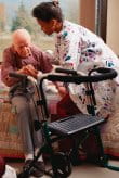 Woman helping man
