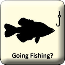 Button with a fish and hook