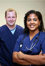 Man and woman health care provider