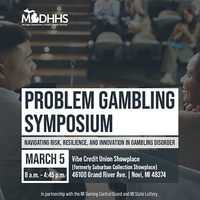 2026 MDHHS Gambling Symposium graphic. Details in text below.