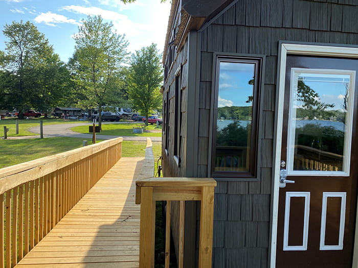 wooden ramp leading to front door