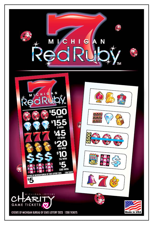 Charitable Gaming Ticket Red Ruby 7 post card 