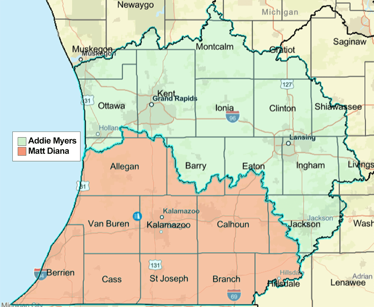 Areas of Responsibility Map for the Southern Lake Michigan Management Unit.