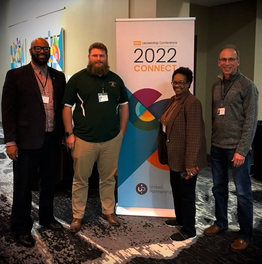 Gary Jones of the Michigan Department of Insurance and Financial Services, and EGLE staffers Bradley Laskosky, Sandra Philpott-Burke and Jim Day at national Employee Resource Group conference in North Carolina (l to r).