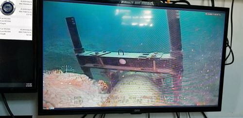 Pictures depicting damage to anchor support EP-17-1 on the east leg of the Line 5 pipeline within the Straits of Mackinac