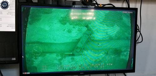 Picture depicting damage to anchor support EP-17-1 on the east leg of the Line 5 pipeline located within the Straits of Mackinac.