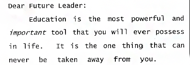 Dear future Leader excerpt from letter