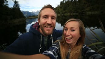 Selfie with a wilderness background