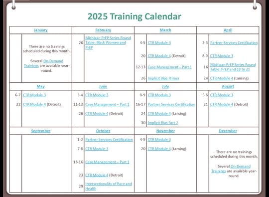 HIV Training Calendar