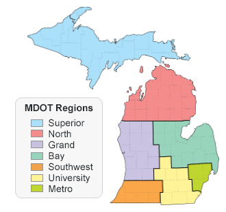 MDOT RPI Region Map