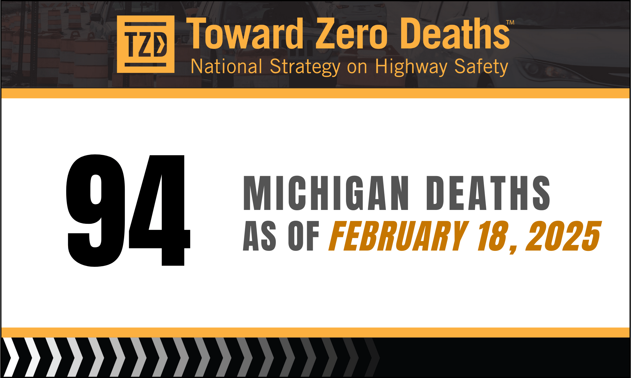 Graphic displaying Michigan's weekly road fatality numbers.