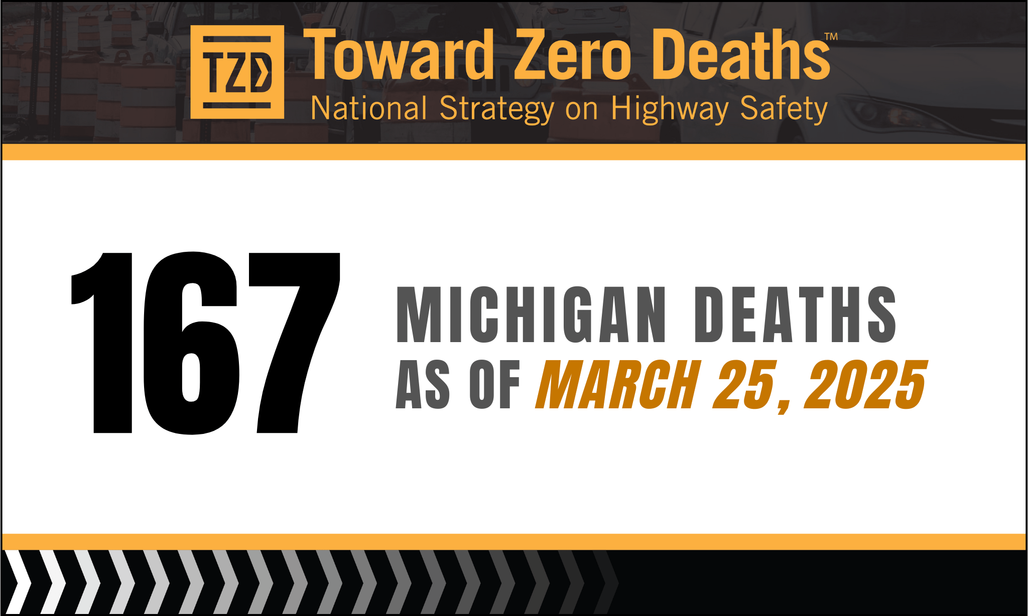 Graphic displaying Michigan's weekly road fatality numbers.