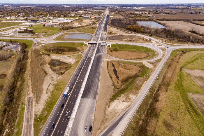 The I-75/M-46 interchange now features fewer loop ramps and the addition of roundabouts to improve safety and efficiency.