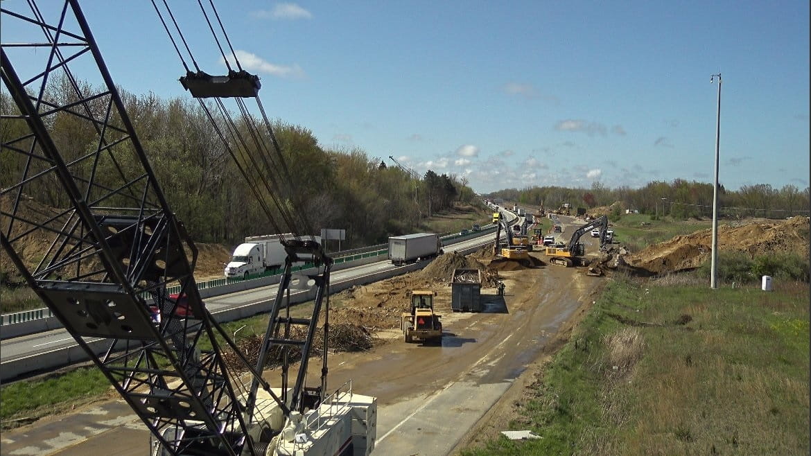 MDOT digging equipment at a construction site.