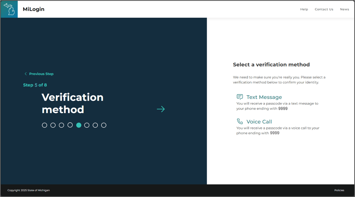 Image of the verification method for phone in MiLogin