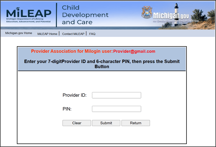 Figure 9. Image of I-Billing Provider Association for MiLogin