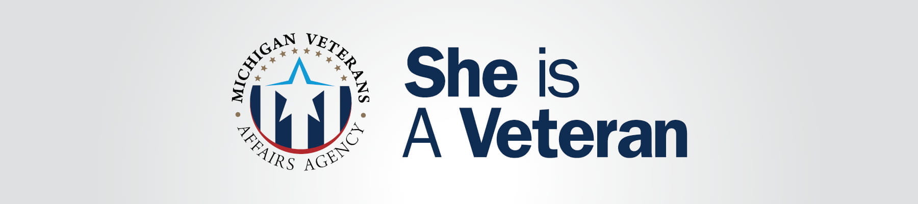 MVAA logo and wording of She is A Veteran 