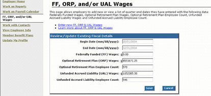 Screenshot: Review/Update Existing Fiscal Details with all fields filled in