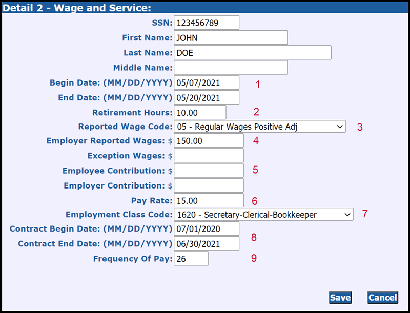 Detail 2- Wage and Service