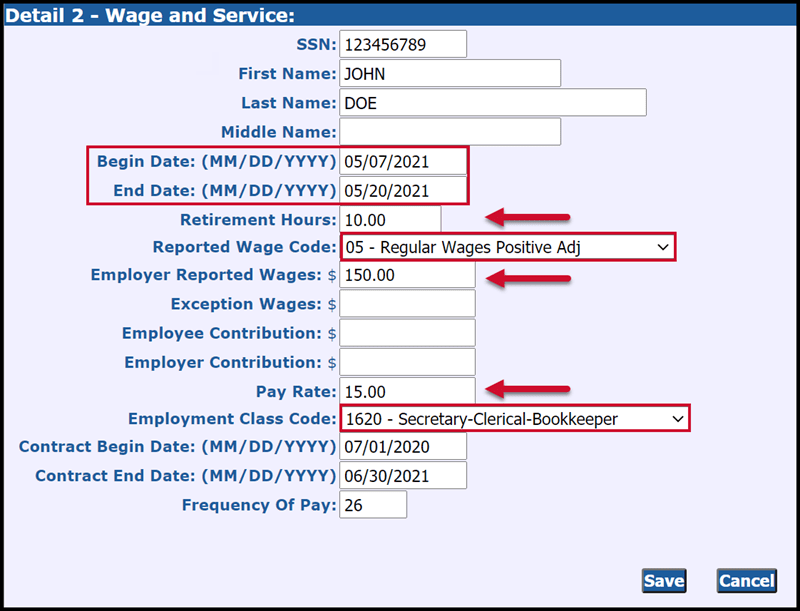 Detail 2 - Wage and Service