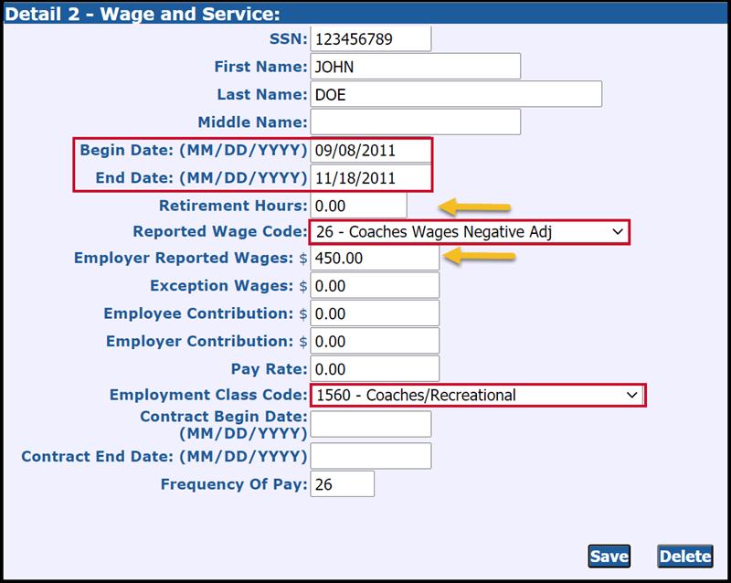 Detail 2 - Wage and Service