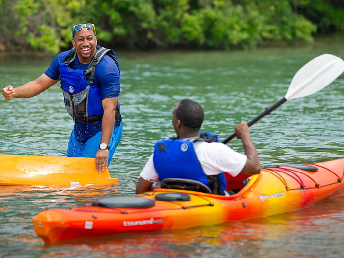 two men kayaking