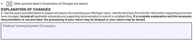 Schedule AMD explanation of changes.